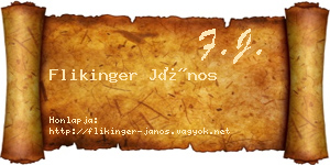 Flikinger János névjegykártya